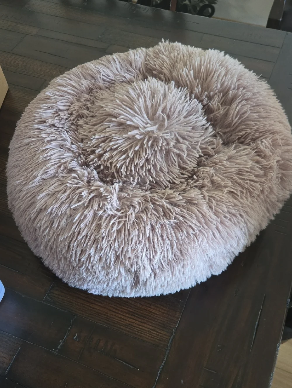 Plush Round Donut Pet Bed in Taupe